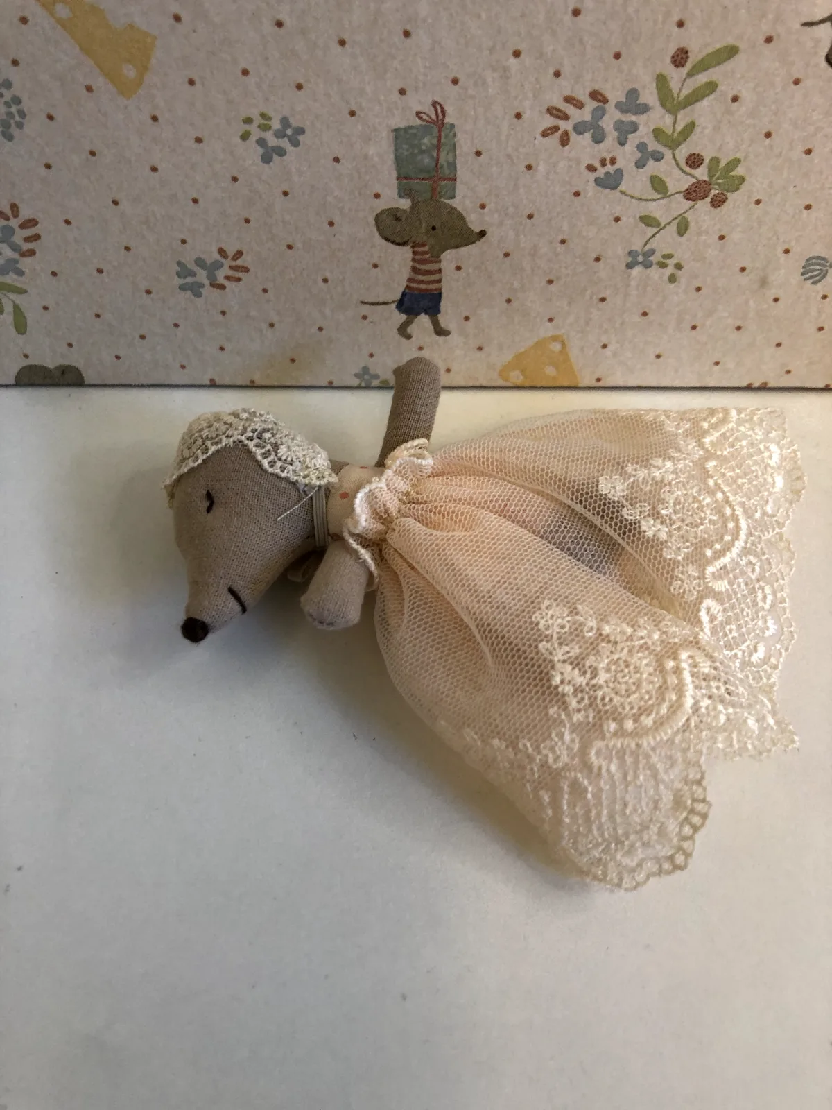 Baby mouse in gown